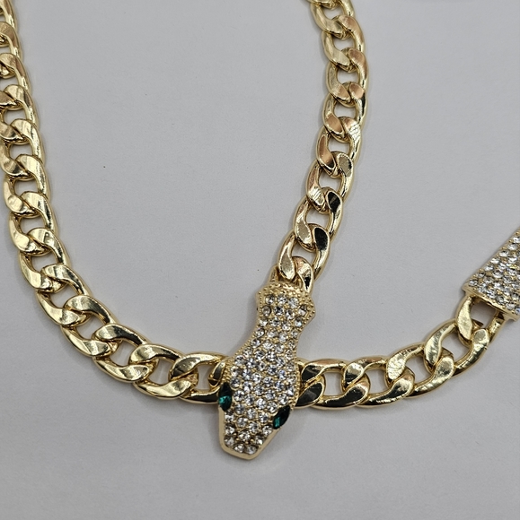 Stainless steel Cuban link snake style with stones - Picture 2 of 7